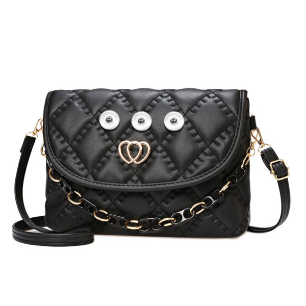 Fashionable trend large capacity chain bag, underarm bag, checkered commuting shoulder bag fit 20MM Snaps button jewelry wholesale