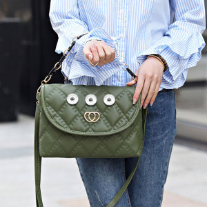 Fashionable trend large capacity chain bag, underarm bag, checkered commuting shoulder bag fit 20MM Snaps button jewelry wholesale