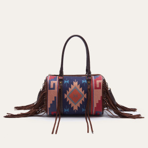 Vintage handmade woven tassel cotton linen single shoulder carrying crossbody bag pillow bag