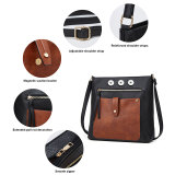 Retro style contrast color patchwork multi pocket opening daily travel diagonal shoulder bag fit 20MM Snaps button jewelry wholesale