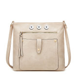 Retro style contrast color patchwork multi pocket opening daily travel diagonal shoulder bag fit 20MM Snaps button jewelry wholesale