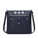 Retro style contrast color patchwork multi pocket opening daily travel diagonal shoulder bag fit 20MM Snaps button jewelry wholesale