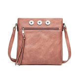 Tassel accessory double zipper bag with adjustable diagonal shoulder square bag fit 20MM Snaps button jewelry wholesale