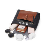 Retro style contrast color patchwork multi pocket opening daily travel diagonal shoulder bag fit 20MM Snaps button jewelry wholesale