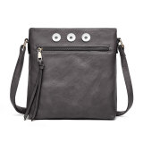 Tassel accessory double zipper bag with adjustable diagonal shoulder square bag fit 20MM Snaps button jewelry wholesale