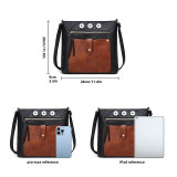Retro style contrast color patchwork multi pocket opening daily travel diagonal shoulder bag fit 20MM Snaps button jewelry wholesale