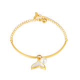 Stainless Steel Shell Human Fish Tail Pearl Bracelet