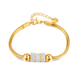 Stainless steel zircon snake bone chain bracelet