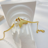 Stainless Steel Shell Human Fish Tail Pearl Bracelet