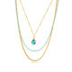 Stainless steel multi-layer sapphire necklace