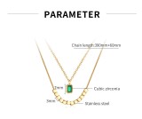 Stainless steel double layer emerald necklace