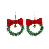 Christmas wreath bell earrings