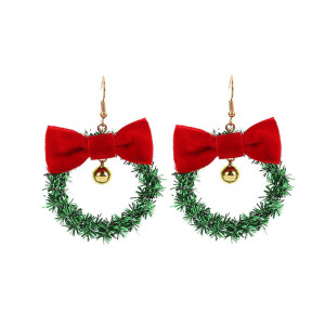 Christmas wreath bell earrings