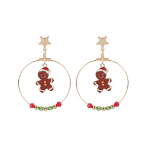 Christmas Gingerbread Man Pendant Earrings