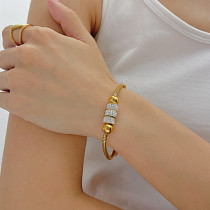Stainless steel zircon snake bone chain bracelet