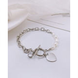 Stainless Steel Love Pearl Zircon Bracelet