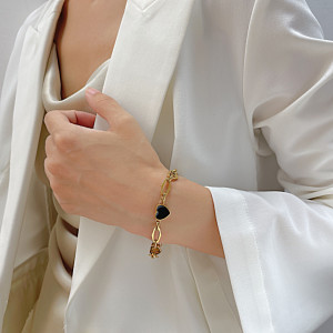 Stainless steel black enamel love bracelet