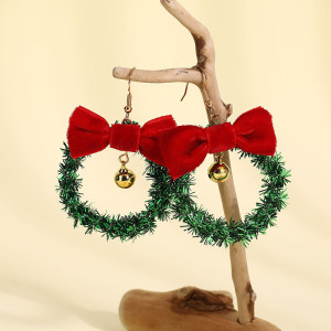 Christmas wreath bell earrings