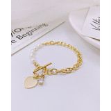 Stainless Steel Love Pearl Zircon Bracelet