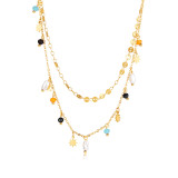 Stainless steel double layer pearl necklace