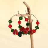 Christmas metal large circle copper bead earrings