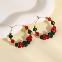 Christmas metal large circle copper bead earrings