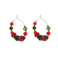 Christmas metal large circle copper bead earrings