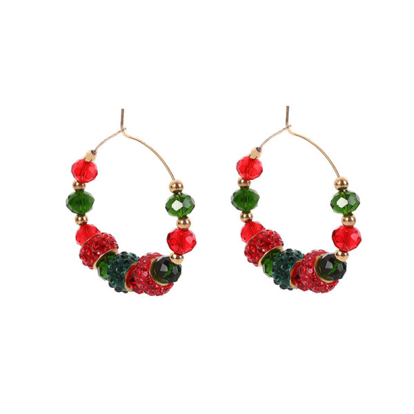 Christmas metal large circle copper bead earrings