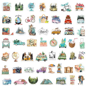 50 outdoor travel graffiti stickers luggage storage box water cup waterproof flat guitar PVC stickers waterproof stickers