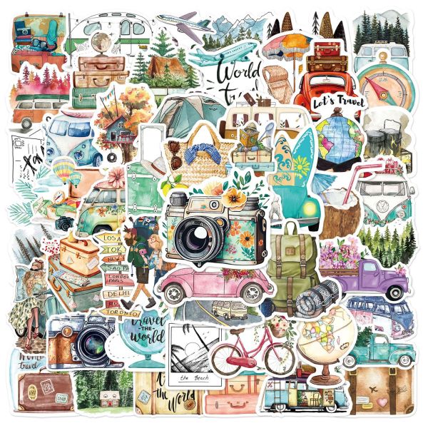 50 outdoor travel graffiti stickers luggage storage box water cup waterproof flat guitar PVC stickers waterproof stickers