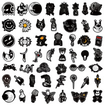 50 personalized black and white graffiti stickers speaker motorcycle helmet skateboard phone case tablet computer decoration waterproof sticker