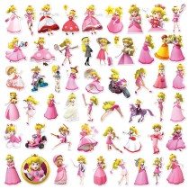 50 pieces of peach princess graffiti stickers, luggage, backpack, water cup, birthday party decoration, children's waterproof stickers