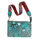 Sunflower Emerald Classic Pattern PU Triple Use Crossbody Bag fit 20MM Snaps button jewelry wholesale