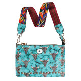 Sunflower Emerald Classic Pattern PU Triple Use Crossbody Bag fit 20MM Snaps button jewelry wholesale
