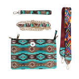 Sunflower Emerald Classic Pattern PU Triple Use Crossbody Bag fit 20MM Snaps button jewelry wholesale