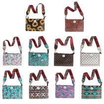 Sunflower Emerald Classic Pattern PU Triple Use Crossbody Bag fit 20MM Snaps button jewelry wholesale