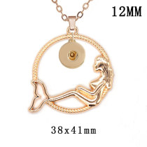 Mermaid  Metal Pendant 60CM Necklace fit 12MM Snaps button jewelry wholesale