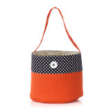 Large capacity portable striped canvas bucket bag portable bag fit 20MM Snaps button jewelry wholesale