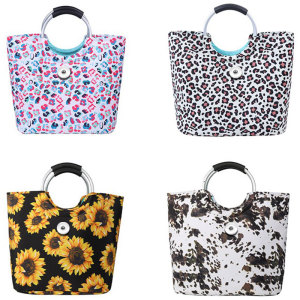 Printed diving material insulation bag, picnic bag, portable travel basket, waterproof, portable thickened ice pack fit 20MM Snaps button jewelry wholesale