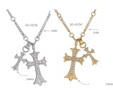 Stainless steel double cross necklace