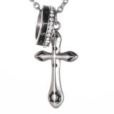 Stainless Steel Starlight Ring Pendant Cross Necklace