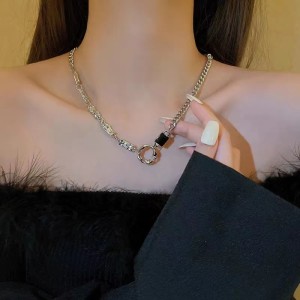 Stainless steel irregular splicing necklace