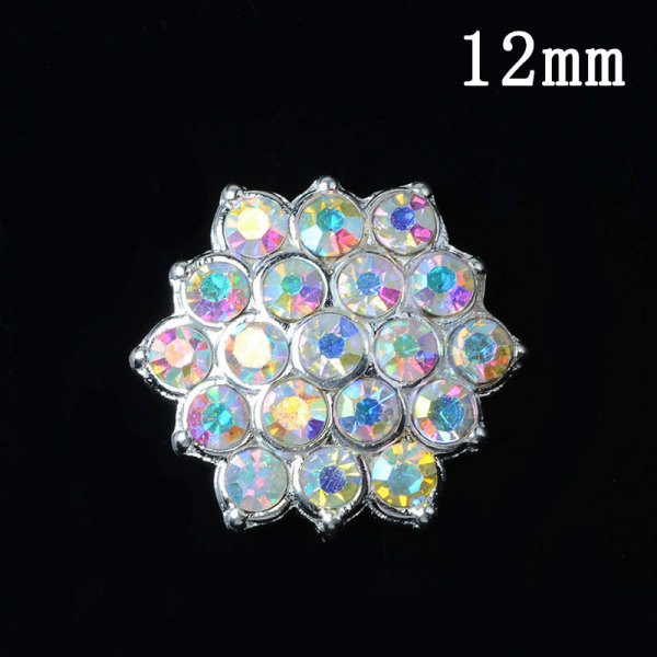 12MM flower rhinestone snap button charms