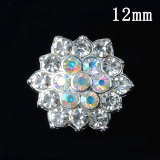 12MM flower rhinestone snap button charms