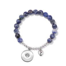 Natural Stone Elastic Bracelet fit 20MM  Snaps button jewelry wholesale