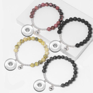 Natural Stone Elastic Bracelet fit 20MM  Snaps button jewelry wholesale