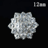 12MM flower rhinestone snap button charms