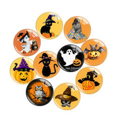 20MM Halloween Ghost Cat Pumpkin Print glass snap button charms