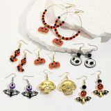 Halloween Pumpkin Skeleton Bat Earrings