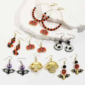 Halloween Pumpkin Skeleton Bat Earrings